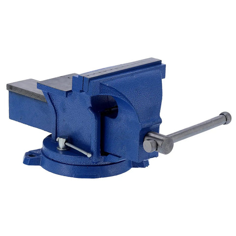 Heavy Duty 6 Inch Metal Bench Vise With 360 Degree Swivel Base 140mm Opening 45# Steel Jaws Anvil And Non Slip Pressure Plate