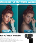 Smooth Operator 1080P Full HD Webcam With Integrated Mic, showing comparison of 1080P and 720P video quality.