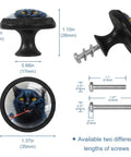 Badass Modern Design Kitchen Cabinet Knobs And Slick Drawer Pulls Loaded With Clear Crystal Glass Handles Crafted From Heavy Duty Abs And Rock Solid Stainless Steel Hardware, black cat design, 1.10in height.