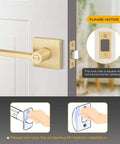 2 Pack Heavy Duty Keyless Privacy Door Handles Satin Brass Finish For Interior Bedroom And Bathroom Doors With Thumb Turn Lock And Emergency Release Outside