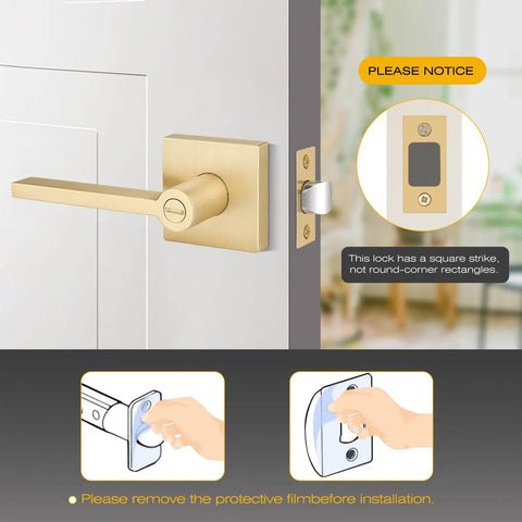 Six Pack Gold Door Handles With Satin Brass Levers For Interior Privacy Doors No Keys Needed Featuring Thumb Turn Lock And Emergency Release