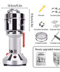 Beast 2000W Grain Grinder Mill With 550g Capacity Stainless Steel High Speed Pulverizer dimensions and accessories