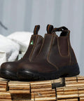 Go-To Women's Steel Toe Work Boots With Puncture Resistance And Electric Shock Protection, brown, X Wide, ASTM F2413-11 approved