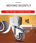 No Hassle 2 Inch TPE Rubber Caster Wheels With Quiet Swivel Casters And Secure Safety Brakes Rock Solid U Bracket Fit For Baby Beds Handles Big Loads Easy 4 Pack Smooth close-up of caster wheel on wooden floor.
