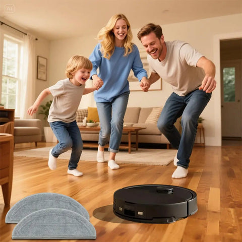 4 Pack Replacement Mop Pads For Roborock Q10 S5 S5 Plus Q10 X5 X5 Plus Robotic Vacuum Cleaner on hardwood floor