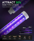 LED Bug Zapper For Indoor And Outdoor Use With Dual Color 365 Nm And 395 Nm Attraction Boost 50,000 Hours Lamp Life Six And A Half Foot Power Cord High Voltage Mosquito And Fly Killer Trap White MO008C showing wavelength effect on bugs.