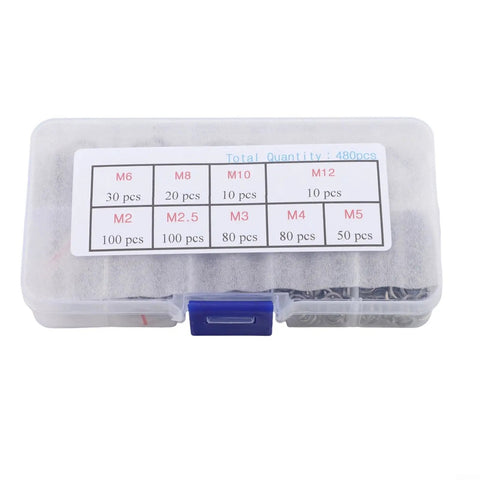 Plastic case with open spring washers set, Open Spring Washers And Split Lock Washer Set, 480 Pcs Mechanical Fastener Kit