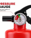 Pressure gauge on Heavy Duty ABC Fire Extinguisher Two Point Five Pound Dry Chemical showing empty status for safety checks.