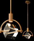 Dope Pendant Ceiling Light For Kitchen Island With Integrated LED Crystal Pendant In Gold Brushed Brass Finish Modern Hanging Fixture For Dining Room Or Bedroom 1 Light