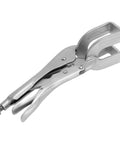 Vikye 9 Inch U Shaped Locking Pliers Heavy Duty Steel Welding Clamp with a firm grip for precise metal fabrication, one hand use.