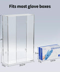 Clear Acrylic Glove Dispenser Wall Mount For Triple Glove Boxes showing dimensions 16.1 x 10.2 x 3.8 inches for kitchen lab or clinic
