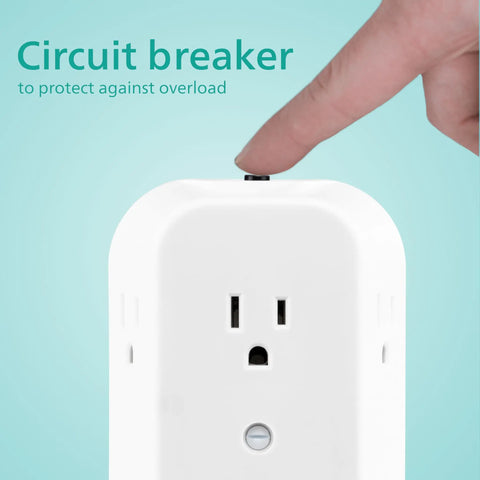 Space Saving Six Outlet Wall Tap Extender 2 Pack Grounded 3 Prong Outlets With Circuit Breaker And Reset Button Four Side Access Outlets Easy Install ETL Listed White