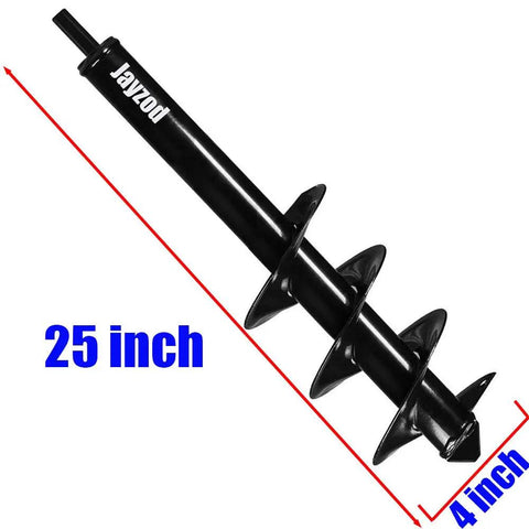 4 Inch By 25 Inch Garden Auger Drill Bit For Planting Bulbs And Bedding Plants, Spiral Bulb Auger With Three Eighths Inch Hex Drive