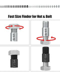 Pro Grade Upgraded Nut And Bolt Thread Checker With Detachable Wire Loop Inch And Metric Size Gauges 44 Male And Female Identifier Patent Design For Quick And Flexible Thread Sizing with fast size finder and threading directions.