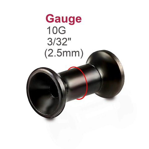 10G Black PVD Coated Steel Double Flare Internally Threaded Tunnel Plug Ear Stretching Stretcher Set 2 Pieces For Easy Screw In Wear Secure Fit AFCG Compatible Body Jewelry Alternative