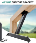45 Degree Angle Corner Brackets 8 Pack For Wood Post And Beam - Heavy Duty DIY Kit showing side view installed on beam