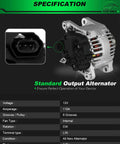 Stable Output Alternator For Kia Optima 2012 2013 2.0L L4 Sorento 2011 2012 2.4L L4 Hyundai Santa Fe 2010 2012 2.4L L4 visible with specifications