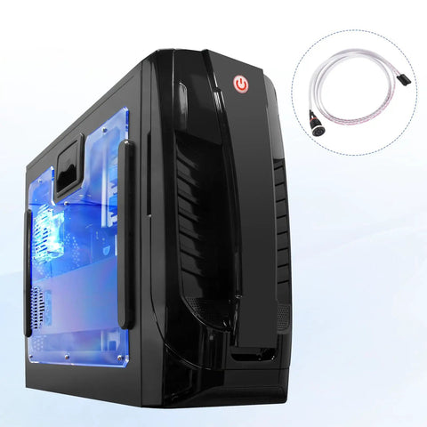 12mm Chassis Metal Power Button With Red LED 39 Inch Wire On Off Switch For ATX PC Builds DIY Friendly Case Button Black Finish Easy Install Power Symbol For Front Panel on black ATX PC case with red LED and 39-inch wire