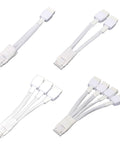 Set of four white braided 8-pin to 16-pin PCIe power cables with welded terminals for graphics cards