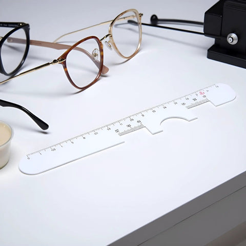Two Piece White Pupil Distance Ruler For Eye Care And Prescription Eyeglasses PD Meter With Monocular And Binocular Measurement Options And Easy Read Scale Super Handy For Quick Accurate Fit, white ruler on desk