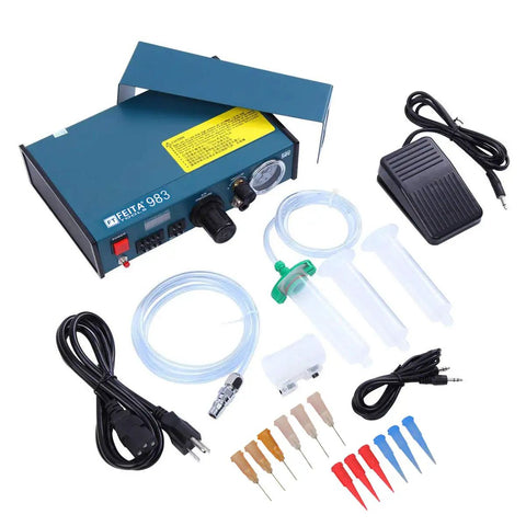 Auto Glue Dispenser With Digital Display 110V Solder Paste Liquid Adhesive Controller Dropper Machine Model 983 with accessories