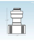 Diagram of Buddie Fit Hose Bib Connector For Garden Hose Faucets One Quarter Inch Quick Connect Adapter, showing dimensions.