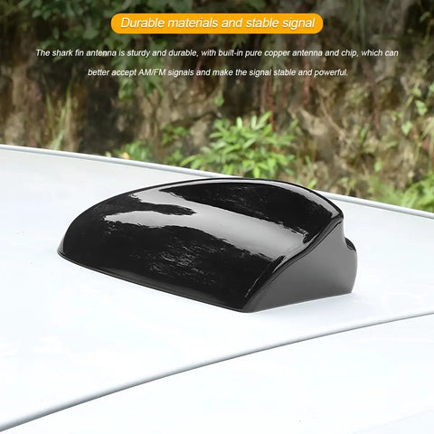 Shark Fin Car Antenna Cover with Adhesive Tape Easy Install Universal Roof Mount Decorative Antenna Cap in black ABS plastic