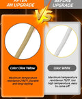 Induction heater coil split-view: olive-yellow coil on orange panel vs white coil on gray panel - before-after upgrade.