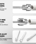 Heavy Duty 3 Piece Pipe Thread Cutting Tool Kit For Electric Drill components showing smooth internal and external thread cutting in PVC.