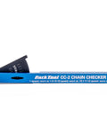 Bike Chain Wear Checker Tool For Quick Chain Stretch Test And Wear Assessment, Pro Grade Gauge in blue showing measurements