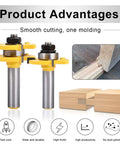 Solid Two Piece Tongue And Groove Router Bit Set With Half Inch Shank and Quarter Inch Cutters for smooth wood milling.