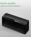Uninterruptible Power Supply 850VA 450W for home office or computer, battery backup and surge protector with 9 outlets.