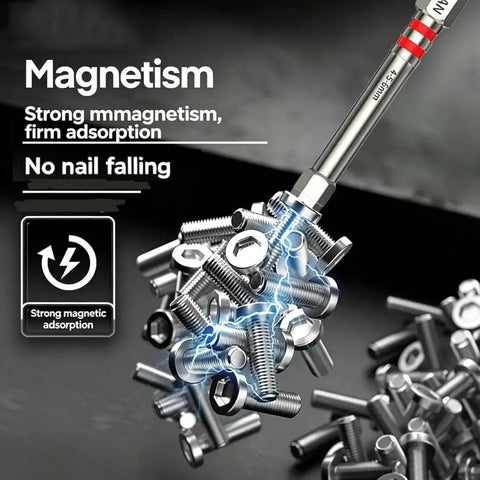 Image of Six Piece Heavy Duty Magnetic Hex Shank Screwdriver Bits Set Featuring Pagoda Shaped Sockets For Electric Drills And Impact Drivers with magnetic grip.