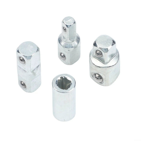 Heavy Duty Chrome Vanadium Ratchet Drive Converter Socket Adapter Kit For Car And Appliance Repair Fits 1/4 To 3/8 And 1/2 Inch Drives With Four Piece Set That Is Absolute Slang Perfect For Any Gnarly DIY Fix It Yourself Project, four-piece chrome adapters