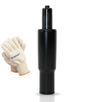 2.4 Inch Short Gas Lift Cylinder For Office Chairs, Heavy Duty 1000lbs Class 4 Hydraulic Lift with gloves next to cylinder