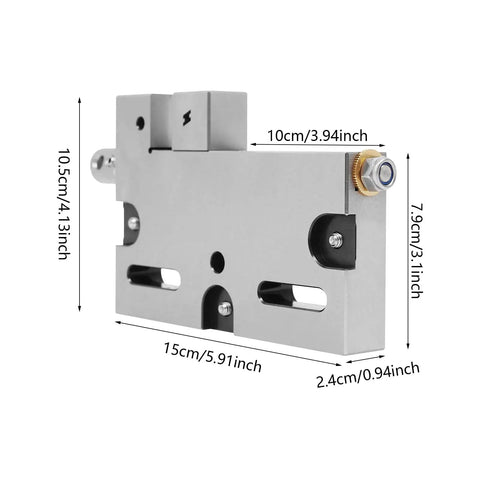 Heavy Duty 4 Inch Stainless Steel Vise With 100 Mm Jaw Opening showing precise dimensions for wire EDM and CNC machining.