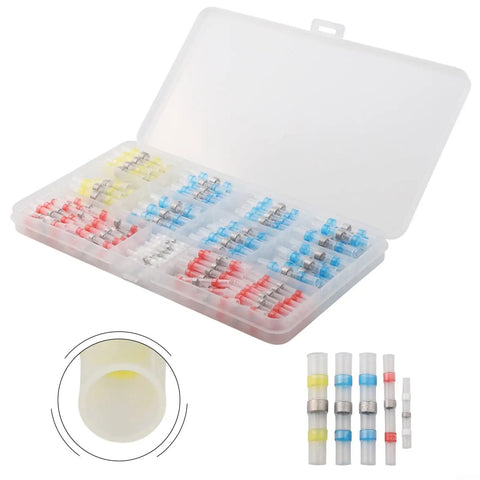 200 Piece Solder Seal Heat Shrink Butt Connectors Kit Waterproof Wire Terminals Perfect For Marine Auto Truck RV Trailer Wiring Splice Quick Repairs And Tight Spaces Without Complex Tools, assorted in case