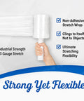 Pro Level Mini Stretch Wrap With No Sweat Handle 5 Inch By 1000 Feet 80 Gauge Cast Film 8 Pack with integrated handle for easy use.