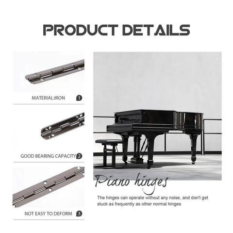 Rotating Concealed Hinges Set 10 Pieces Heavy Duty Butt Door Hinges For Cabinets And Furniture displayed with piano