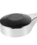 Close-up of Heavy Duty L Shaped Hand Crank Wheel With Knob For Mobile Shelving Archives, showing matte black and shiny chrome finish.