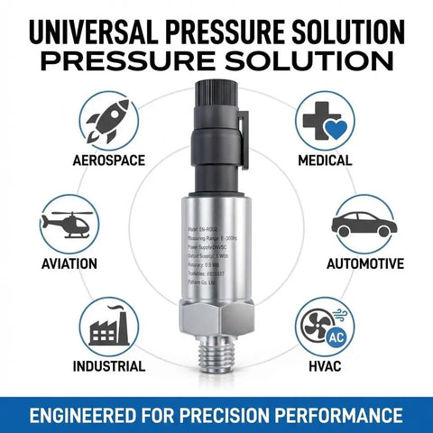 Industrial Grade Pressure Transducer With 0 To 232 PSI Range, 1 Quarter NPT Thread, Stainless Steel Gauge Sensor