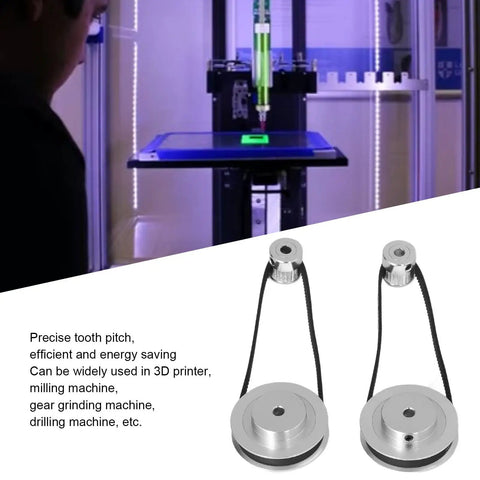 Badass Aluminum Timing Pulley Set And Grippy Rubber Belt For 3D Printers Smooth Transmission 20 Tooth 60 Tooth 8 Mm Bore 280 Mm Length 6 Mm Width, shown in 3D printer setup.