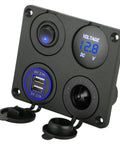 4 In 1 Car Charger Panel With LED Voltmeter And Dual USB 4.2A Fast Charge Cigarette Lighter Socket LED Rocker Switch 12V 24V