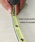Professional 39 Inch Flexible Curve Template Featuring Killer Flexibility For Woodworking Contour Profiling, showing inlaid screw bushings for reusability.