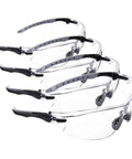 Four pairs of clear Shooting Safety Glasses with Anti Fog Lenses for Range and Hunt, black/gray frames