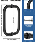 8 Inch Center-To-Center Shower Door Handle 304 Stainless Steel Back-To-Back Glass Pull For Frameless Sliding Bathrooms