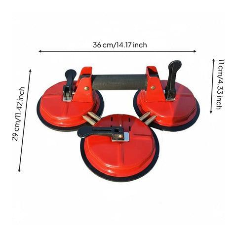 Super Heavy Duty Glass Suction Lifter With Rubber Grip And Nylon Parts For Moving Tiles Panels Safely Up To 440 Pounds During Construction Jobs Easy Hand Control Material Handling, dimensions 36cm x 29cm x 11cm