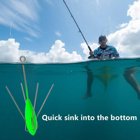 Five Piece Sputnik Sinker Weights For Saltwater Surf Casting And Catfishing, Heavy Duty Long Tail Spider Sinkers, visible in ocean