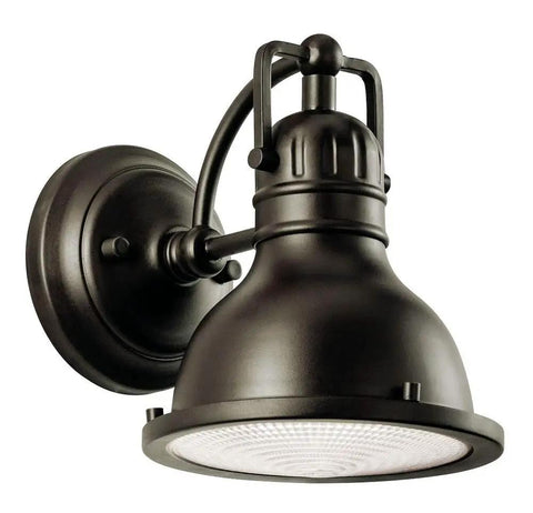 8 Inch 1 Light Exterior Wall Light With Clear Fresnel Lens In Olde Bronze Finish Vintage Industrial Outdoor Lantern Side View