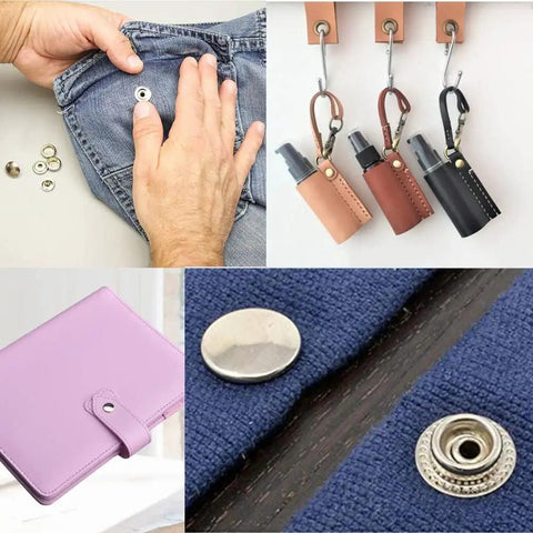 240 Pieces Stainless Steel Snap Fasteners 15mm Heavy Duty Set For Jeans Jackets Bags Leather And DIY Craft Projects